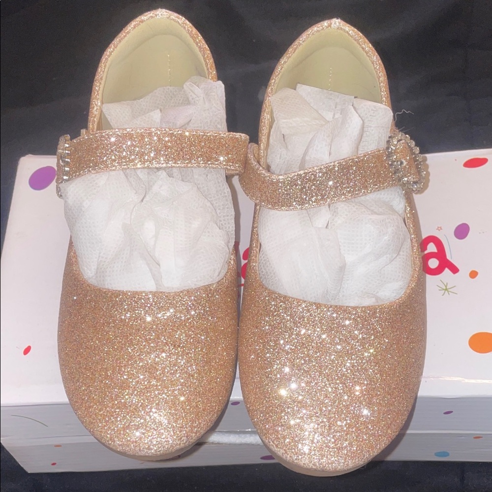 Glittery Gold Kids Dress Shoes